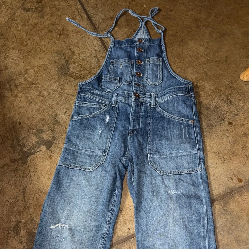 Pilcro Anthropologie painter Blue Denim Overalls size 26 - Picture 2 of 10